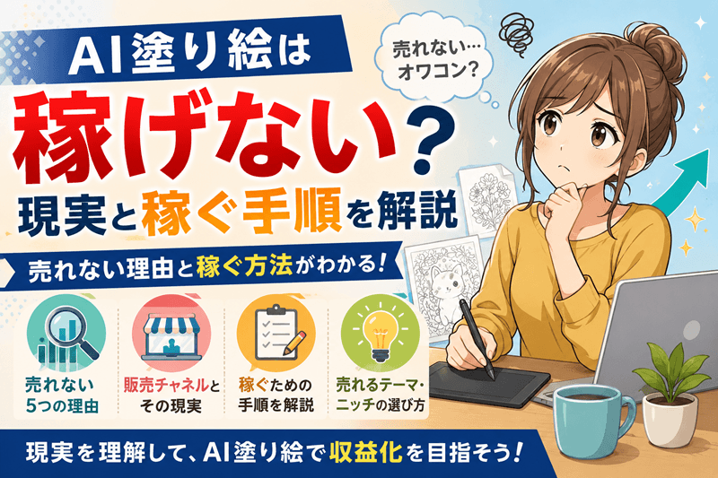 AI塗り絵は稼げない？現実と稼ぐ手順を解説