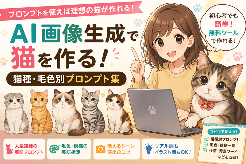 AI画像生成で猫を作る！猫種・毛色別プロンプト集