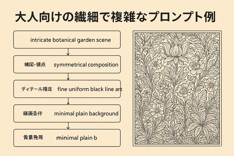 「視覚的プロンプト構造図」＋「生成例の比較画像」