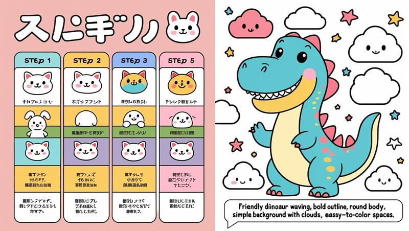 子供向けの簡単で可愛いプロンプト例で作成したAI画像
