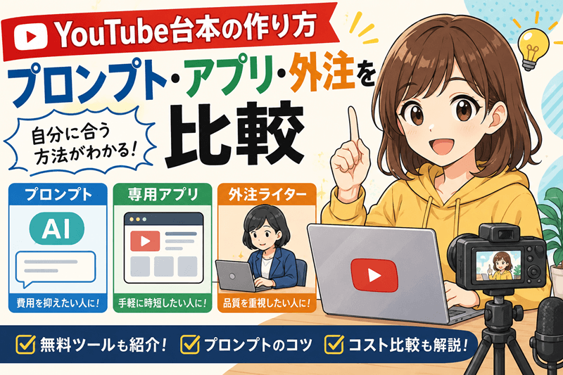 YouTube台本の作り方|プロンプト・アプリ・外注を比較