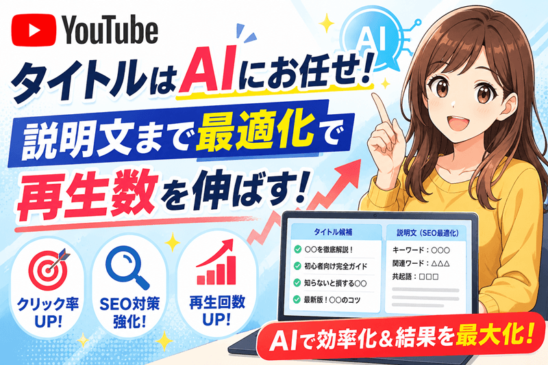 YouTubeのタイトルはAIにお任せ！説明文まで最適化で再生数を伸ばす！