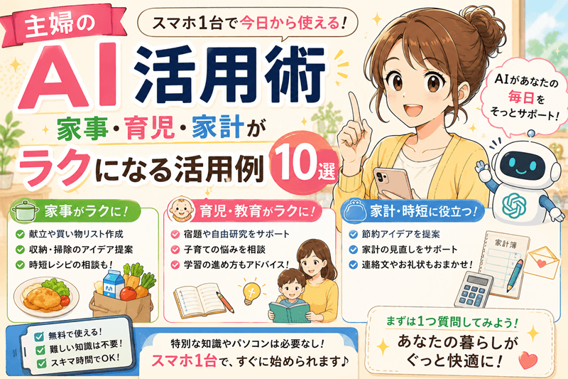 主婦のAI活用術｜家事・育児・家計がラクになる活用例10選
