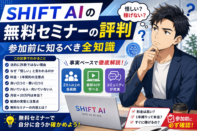 SHIFT AIの無料セミナーの評判｜参加前に知るべき全知識