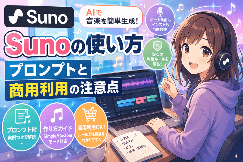 Sunoの使い方｜プロンプトと商用利用の注意点