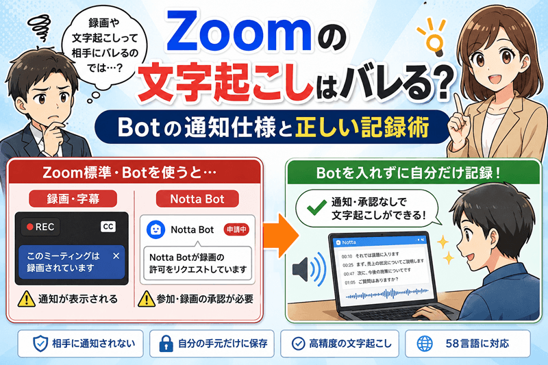 Zoomの文字起こしはバレる？Botの通知仕様と正しい記録術
